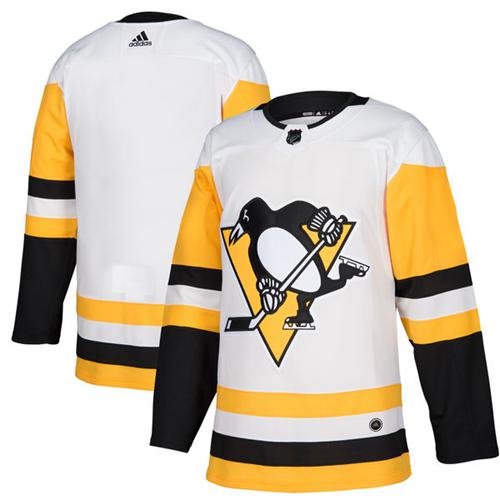 Adidas Penguins Blank White Road Authentic Stitched NHL Jersey - Click Image to Close